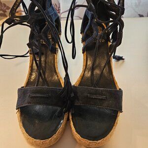 Vince Camuto Navy Suede Ankle Wrap Sandals Size 8